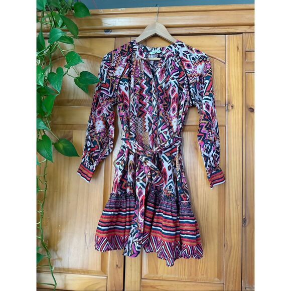 Zara Boho Hippiegeometric Print Mini Dress SZ XS - Picture 3 of 13